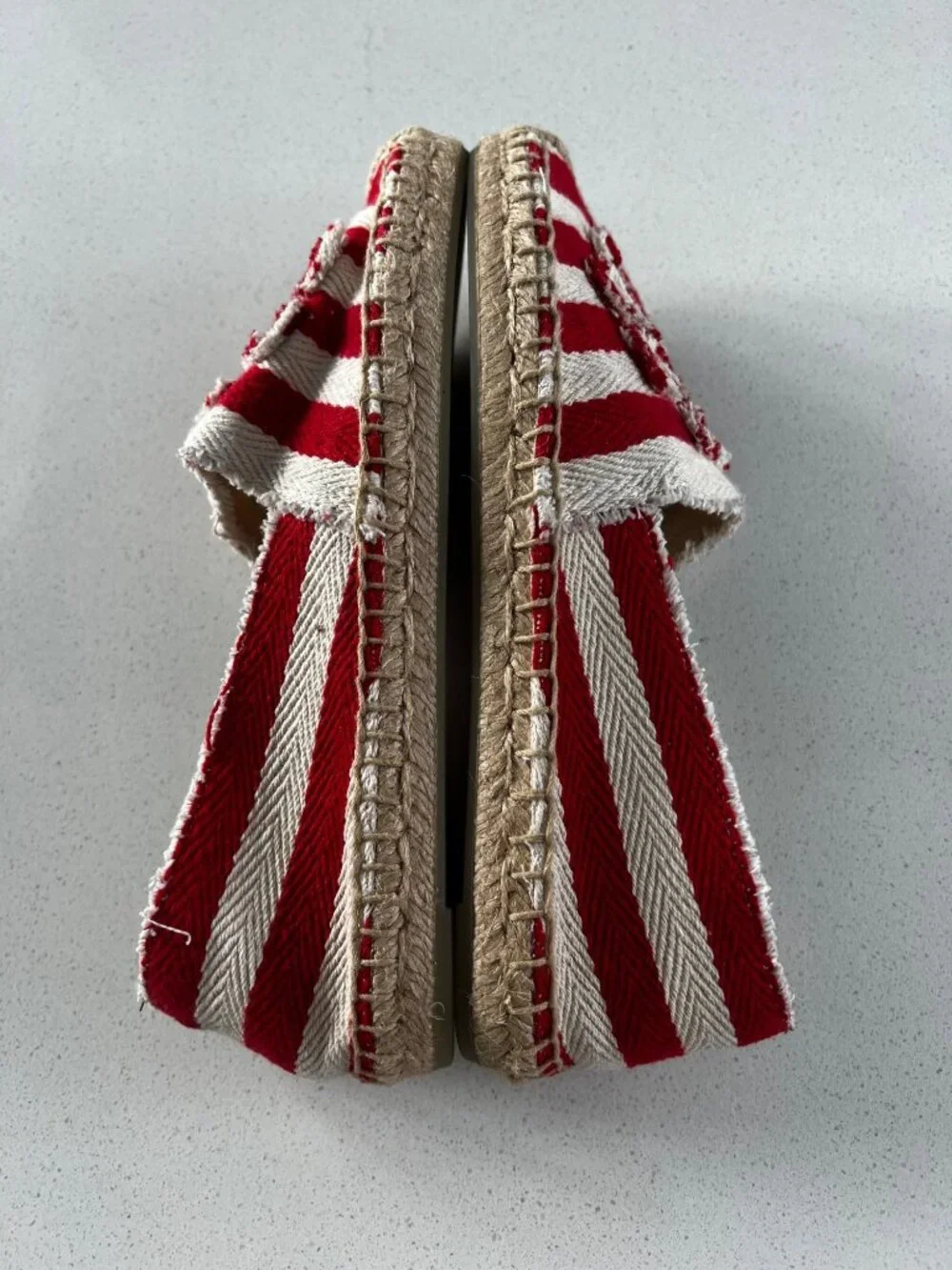 TORY BURCH red striped canvas espadrille flats size 8.5